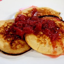 Peanut Butter Pancakes With Strawberry Syrup
