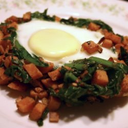 Sweet Potato And Spinach Hash With Eggs
