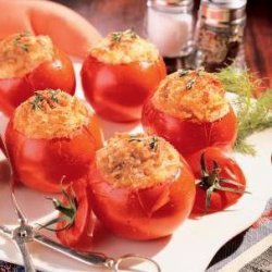 Baked Tomatoes Stuffed With Cheesy Potatoes