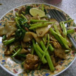 Thai Rice Noodle Stir Fry With Pork And Kay Lan