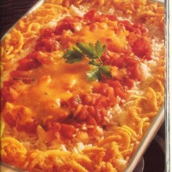 Cheesy Rice Casserole With Onion Rings