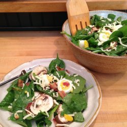 Wilted Spinach Salad with Warm Apple Cider and Bacon Dressing