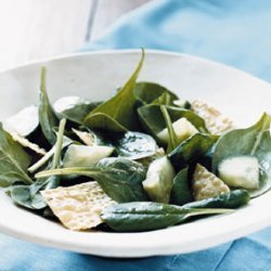 Spinach Salad with Tamarind Dressing and Pappadam Croutons