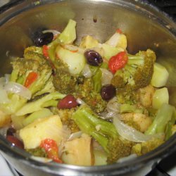 Broccoli And Potatoes With Tomato And Olives