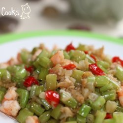 Stir Fry French Beans With Diced Prawn And Sweet C...