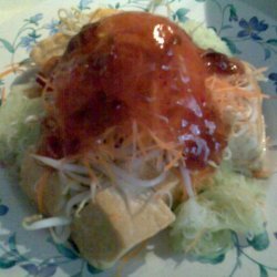 Fried Beadcurd With Beansprouts Carrots  Cucumber