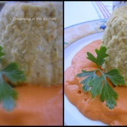 Baked Tofu Pudding  With Red Peper Sauce