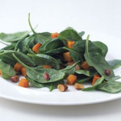 Roasted Butternut Squash and Spinach Salad with Toasted Almond Dressing