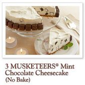 No Bake Three Musketeers Chocolate Mint Cheesecake