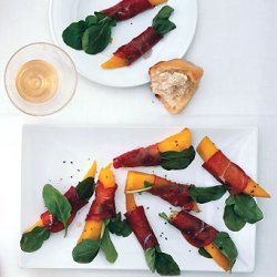 Bresaola-Wrapped Persimmons with Arugula