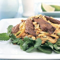 Soy-Ginger Beef and Noodle Salad with Peanut Dressing
