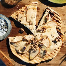 Grilled Pizza with Pears, Fresh Pecorino, and Walnuts