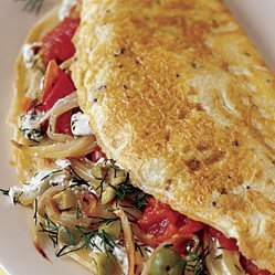 Mediterranean Supper Omelet with Fennel, Olives, and Dill