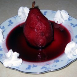 Poached Pears In Black Currant Sauce