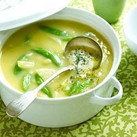 Hearty Garlic And Snap Pea Soup