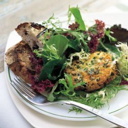 Warm Goat Cheese Salad with Grilled Olive Bread