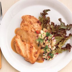 Sauteed Chicken Breasts with Pear, Bell Pepper, and Cilantro Salsa