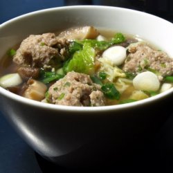 Pork Meatball Soup With Mushrooms And Cabbage