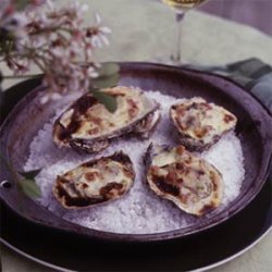 Broiled Oysters with Celery Cream and Virginia Ham