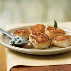 Pan-Seared Scallops with Cilantro-Celery Mayonnaise