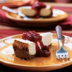 Cheesecake with Cranberry-Maple Topping