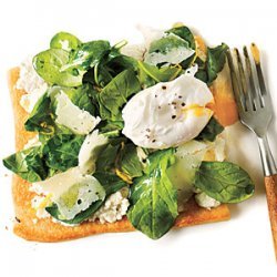 Arugula Pizza with Poached Eggs