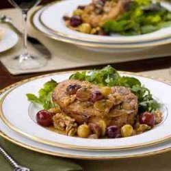 Pork Chops with Roasted Chilean Grape-Pecan Sauce