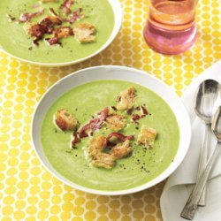 Spring Pea Soup with Frizzled Ham