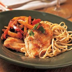 Chicken Breast Fillets with Red and Yellow Peppers