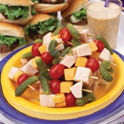 Turkey-Cheddar Kabobs With Honey Mustard Dipping Sauce