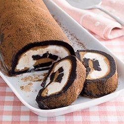 Brownie-Peanut Ice Cream Roll