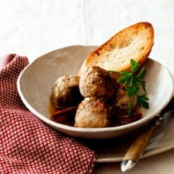 Meatballs in White Wine Sauce with Rustic Bread