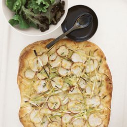 Potato and Leek Flat Bread with Greens