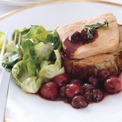 Roasted Loin of Veal with Foie Gras and Cherry-Red Grape Sauce