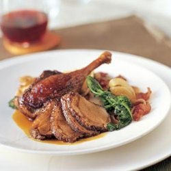Five-Spice Duck with Butternut Squash Ravioli and Broccoli Rabe