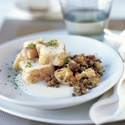 Roasted Monkfish with Curried Lentils and Browned Butter Cauliflower