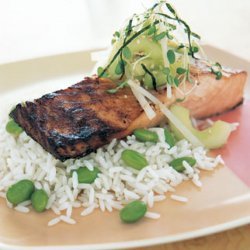 Miso-Marinated Salmon with Cucumber-Daikon Relish