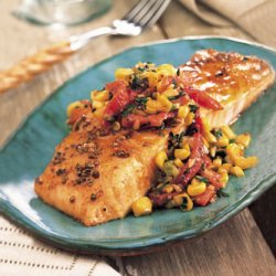 Roasted Salmon with Red Pepper and Corn Relish