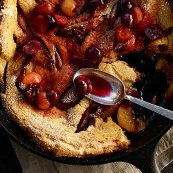 Peach Dutch Baby Pancake with Cherry Compote