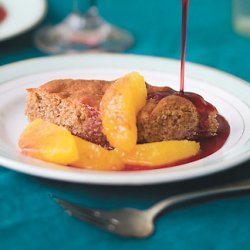 Walnut and Almond Cake with Orange-Pomegranate Compote