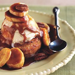 Warm Doughnuts à la Mode with Bananas and Spiced Caramel Sauce