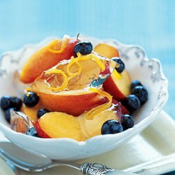 Prosecco Jelly with Nectarines, Blueberries, and Candied Orange Peel