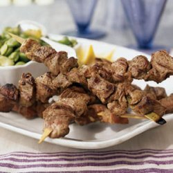 Grilled Lamb Skewers with Warm Fava Bean Salad