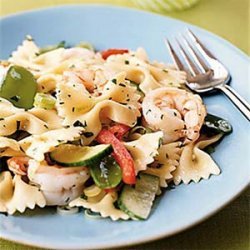Farfalle with Shrimp, Snow Peas, and Ginger-Sesame Dressing