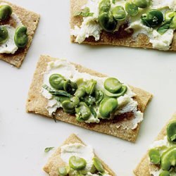 Favas and Ricotta on Buttermilk Crackers