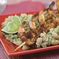 Chili-and-Lime Grilled Shrimp With Seasoned White Beans and Rice