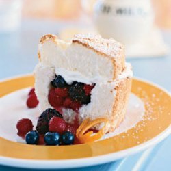 Angel Food Cake Stuffed with Whipped Cream and Berries