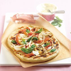 Grilled Pizza with Onions and Prosciutto