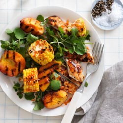 Honey-Chile-Ginger Grilled Chicken and Peach Salad