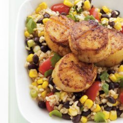 Pan-Seared Scallops with Southwestern Rice Salad